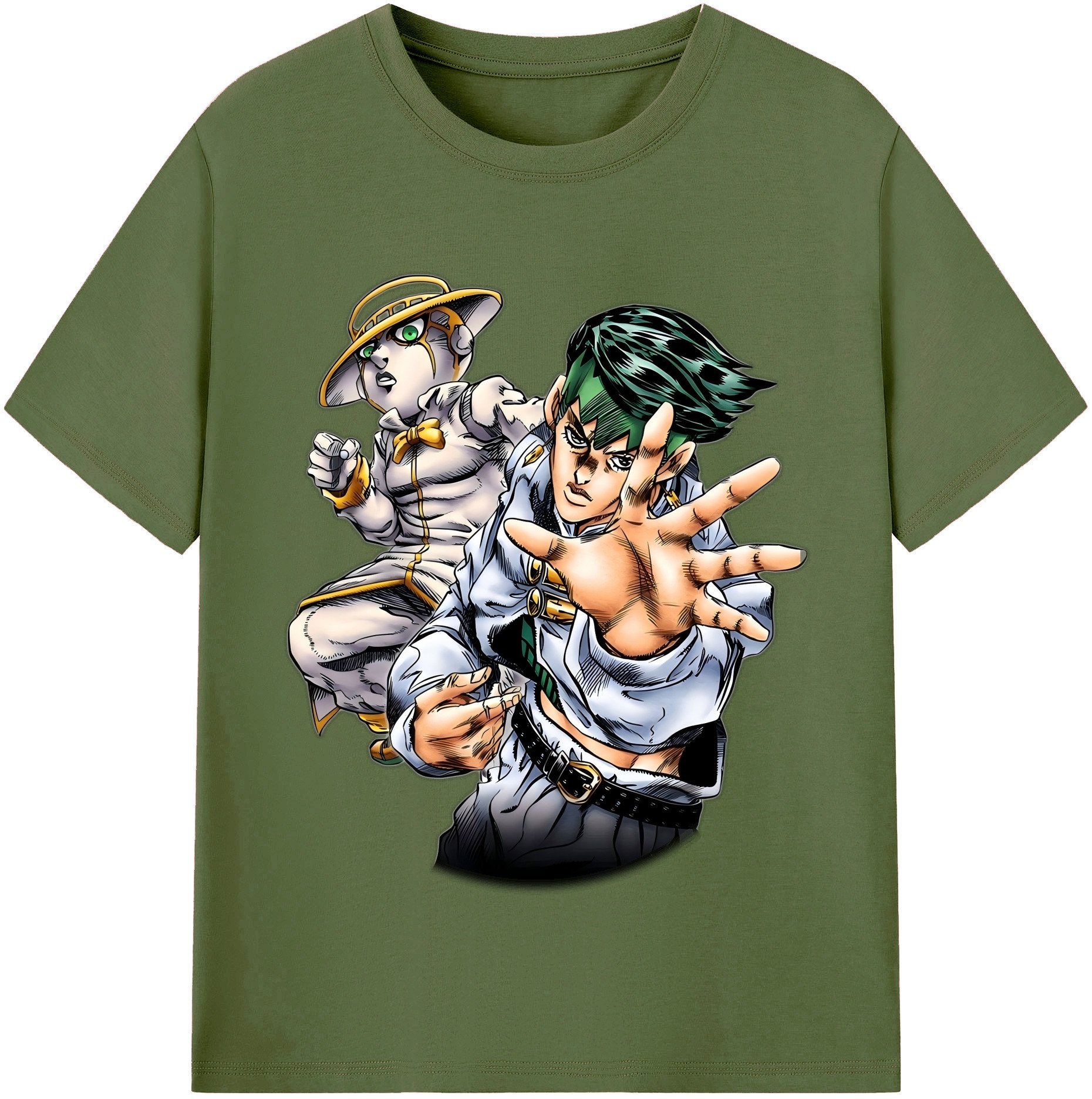 （画像用） ジョジョの奇妙な冒険 岸辺 露伴（きしべ ろはん） JoJo's Bizarre Adventure Rohan Kishibe 綿100％半袖Tシャツ（フロントプリント）